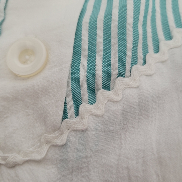 Vintage 80's green and white 2 piece summer outfit size large - Picture 6 of 12